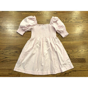 Hill House The Nap Dress S Small Gingham Check Short Puff Sleeve Pink White